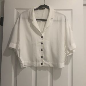 Zara trf collection white blouse with black buttons